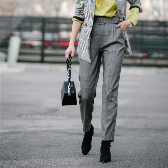 Zara Pants - Zara Straight Leg Check Pants (without belt)